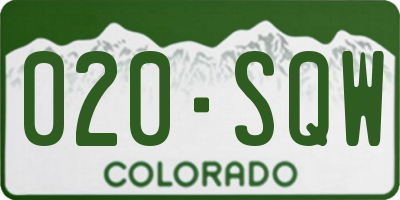 CO license plate 020SQW