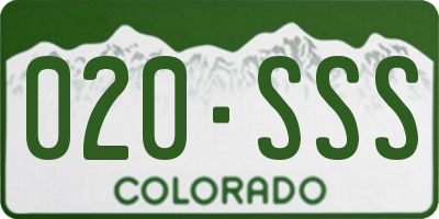 CO license plate 020SSS