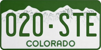 CO license plate 020STE