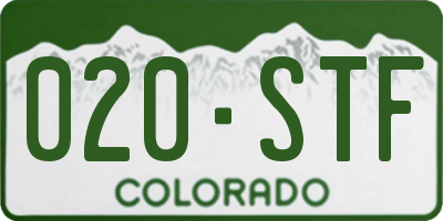 CO license plate 020STF