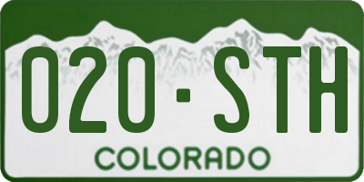 CO license plate 020STH