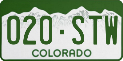 CO license plate 020STW