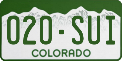 CO license plate 020SUI