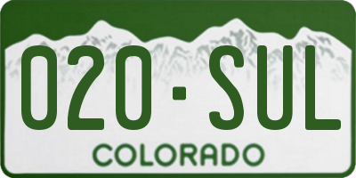 CO license plate 020SUL