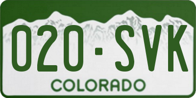 CO license plate 020SVK