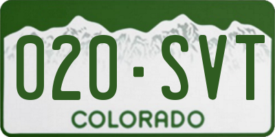 CO license plate 020SVT