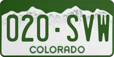 CO license plate 020SVW