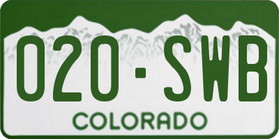 CO license plate 020SWB