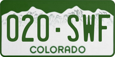 CO license plate 020SWF