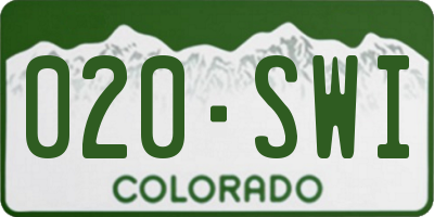 CO license plate 020SWI