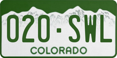 CO license plate 020SWL