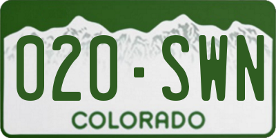 CO license plate 020SWN