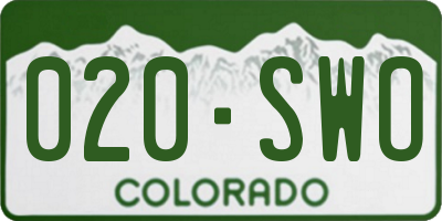 CO license plate 020SWO