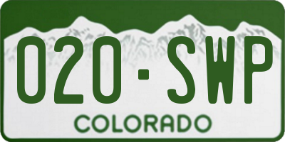 CO license plate 020SWP