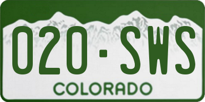 CO license plate 020SWS