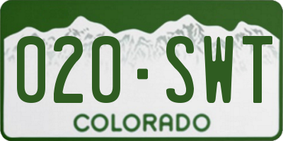 CO license plate 020SWT