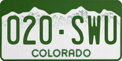 CO license plate 020SWU