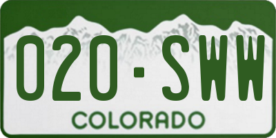 CO license plate 020SWW