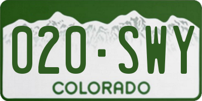 CO license plate 020SWY