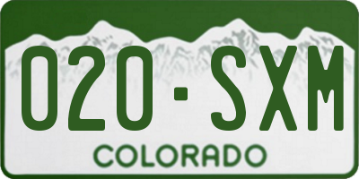 CO license plate 020SXM