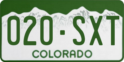 CO license plate 020SXT