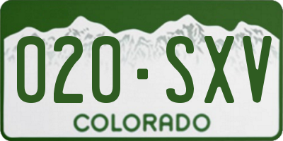 CO license plate 020SXV