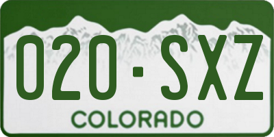 CO license plate 020SXZ