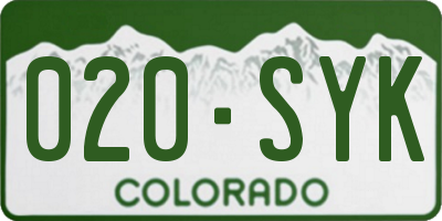 CO license plate 020SYK