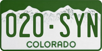 CO license plate 020SYN