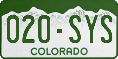 CO license plate 020SYS