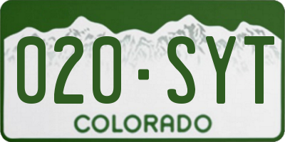 CO license plate 020SYT