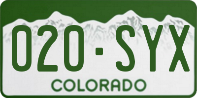 CO license plate 020SYX