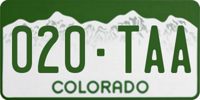 CO license plate 020TAA