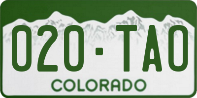 CO license plate 020TAO