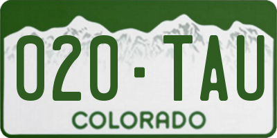 CO license plate 020TAU