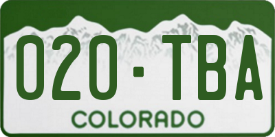 CO license plate 020TBA