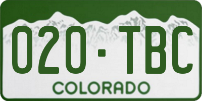 CO license plate 020TBC