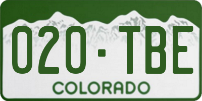 CO license plate 020TBE