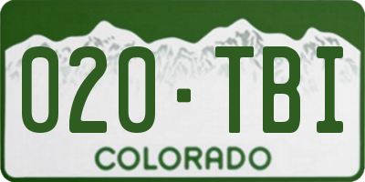 CO license plate 020TBI