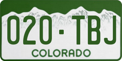 CO license plate 020TBJ