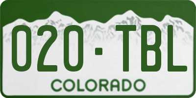 CO license plate 020TBL