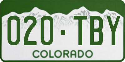 CO license plate 020TBY