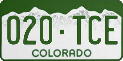 CO license plate 020TCE