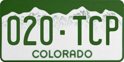CO license plate 020TCP