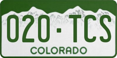 CO license plate 020TCS