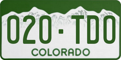 CO license plate 020TDO