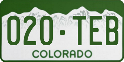 CO license plate 020TEB