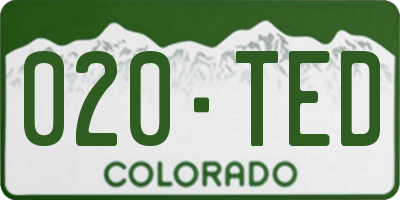 CO license plate 020TED