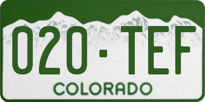 CO license plate 020TEF