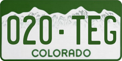 CO license plate 020TEG